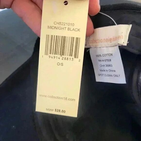 Collection Eighteen Unisex Adult Black Cotton Baseball Cap w Ears NEW - Picture 4 of 11